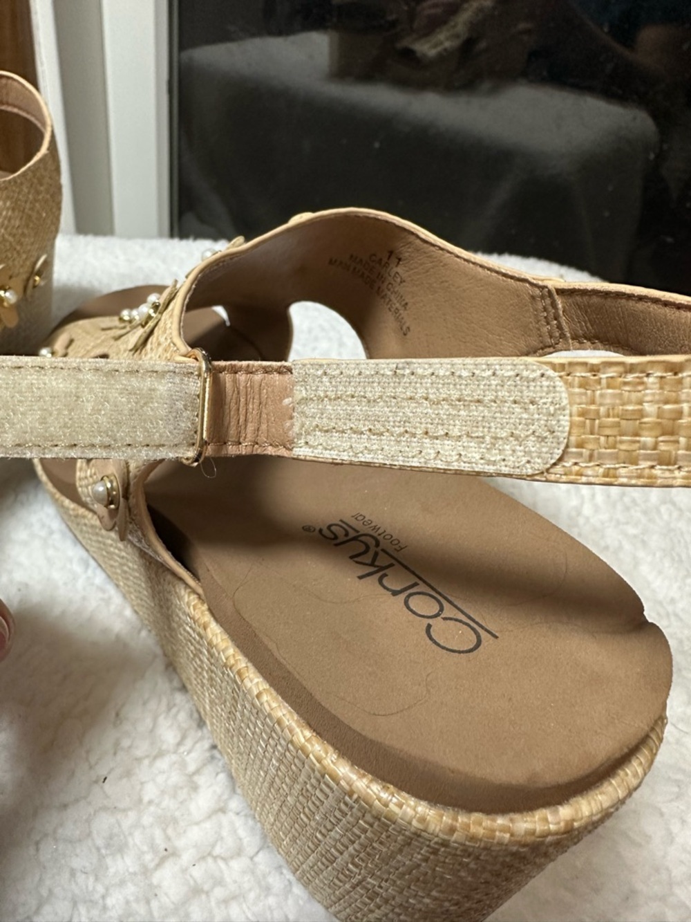 Corkys Women's Carley Raffia Floral Slingback Wedge Sandal size 11 - Picture 9 of 12